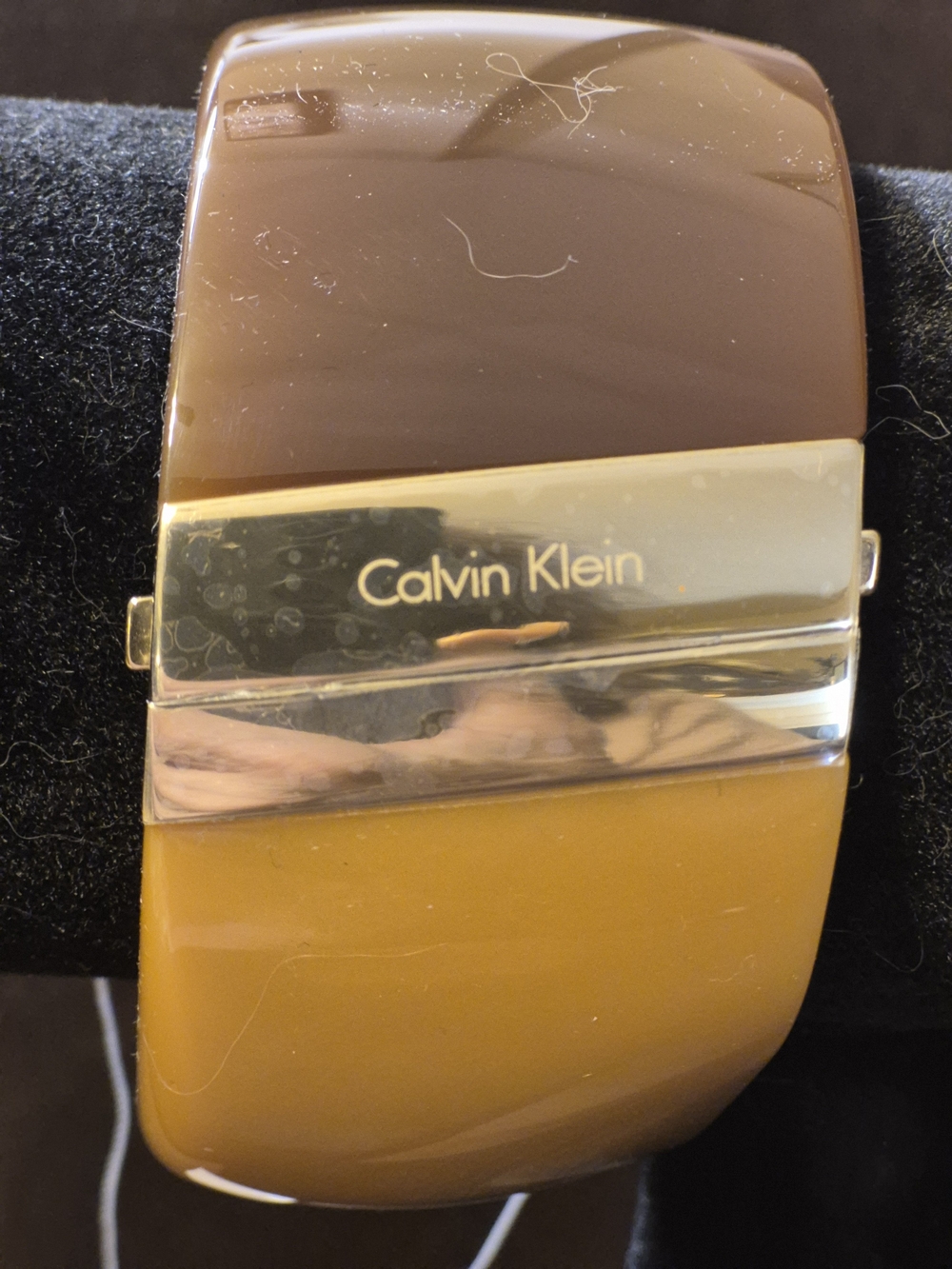 Calvin Klein Brown Resin Cuff Bracelet with Gold Accent